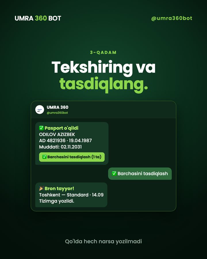 Tekshiradi va tasdiqlaydi